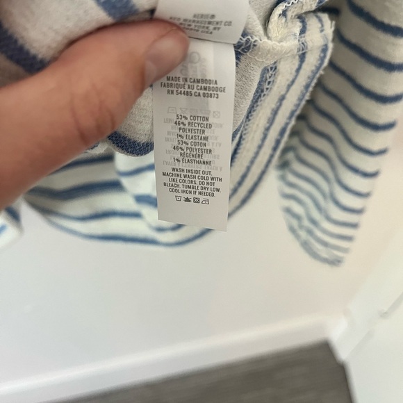 Aerie Women Small Terrycloth Sweatshirt Pullover Blue Striped Beach Summer Lace - Picture 6 of 7